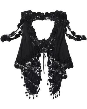Isabel Marant Vana Crochet V-Neck Top - Black