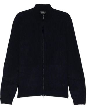 Emporio Armani Gerippter Cardigan Mit Reißverschluss - Blau
