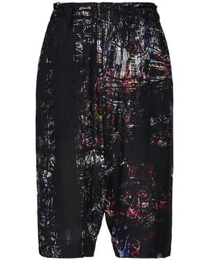 Yohji Yamamoto Graphic-Print Cropped Trousers - Grey