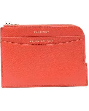 Aspinal of London Zipped Pebble Leather Wallet - Red