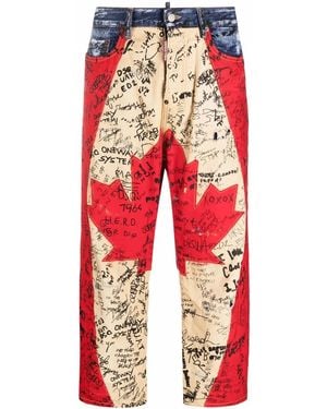 DSquared² Vaqueros Maple Leaf Estampados - Rojo