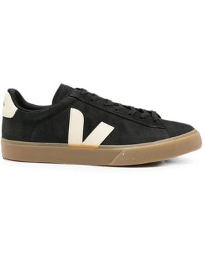 Veja Logo-Patch Suede Sneakers - Black