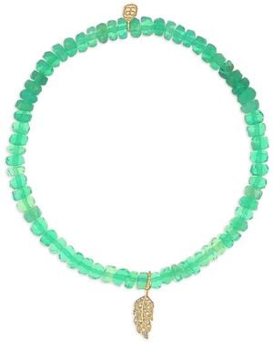 Sydney Evan Feather Opal And Diamond Charm Bracelet - Green