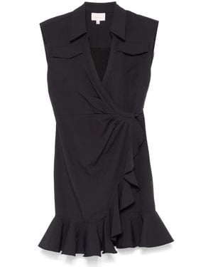 Cinq À Sept Ruffle Wrap Mini Dress - Black
