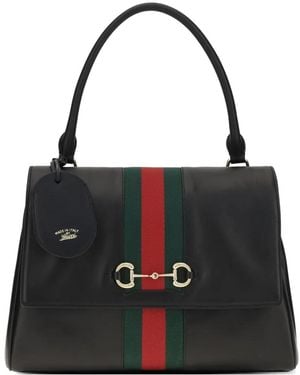 Gucci Medium Paparazzo Horsebit Web Tote Bag - Black