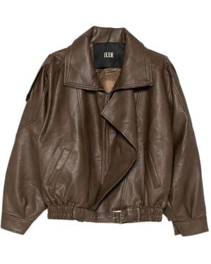 ELEH Zip-Up Bomber Jacket - Brown