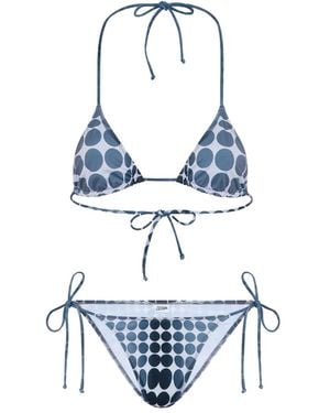 Jean Paul Gaultier Dots-Print Tie Bikini Set - Blue
