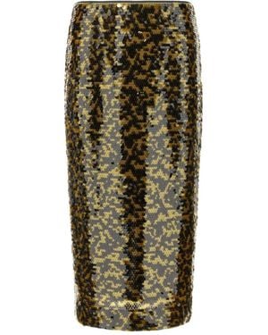STAUD Falda Midi Ciara Con Lentejuelas - Verde
