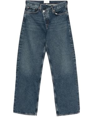 Agolde Asymmetric-Waistband Wide-Leg Jeans - Blue