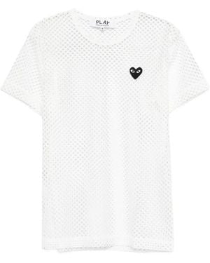 COMME DES GARÇONS PLAY Mesh Logo-Patch T-Shirt - White