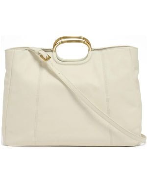 Twinset Metal-Handle Leather Tote Bag - Natural