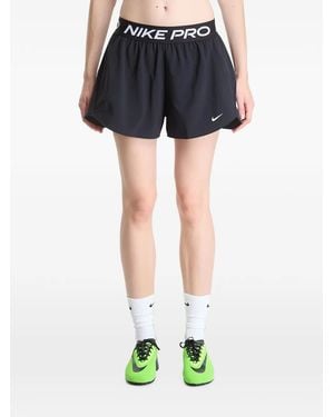 Nike Pro Dri-Fit Mid-Rise Brief-Lined 3" Woven Shorts - Blue