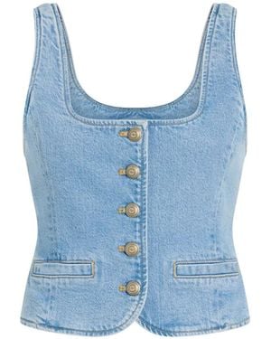 Cinq À Sept Rowena Button-Up Denim Top - Blue