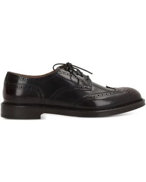 Doucal's Perforated Leather Oxford Shoes - ブラック