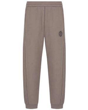Giorgio Armani Logo-Embroidered Side-Stripe Track Pants - Gray