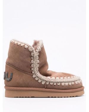 Mou Stitch-Detail Slip-On Boots - Brown