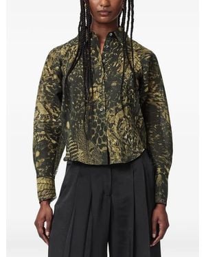 AllSaints Animal-Print Layered-Back Shirt - Black