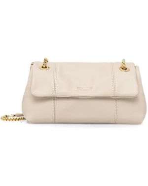 Trussardi Mini Orbita Logo-Lettering Chain-Strap Shoulder Bag - Natural