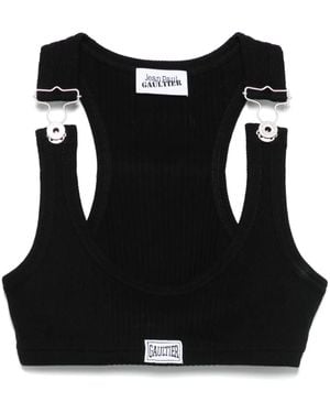 Jean Paul Gaultier パッチ クロップドトップ - ブラック