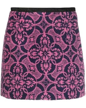 Marine Serre Embroidered Cotton And Polyester Mini Skirt - Purple