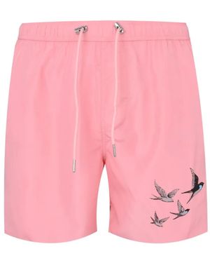 Exit Society Bird-Print Swim Shorts - Pink