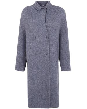 Boboutic Button-Fastening Knitted Coat - Blue