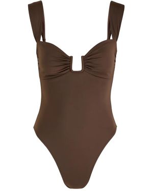 Away That Day Cannes Gathered Swimsuit - Brown