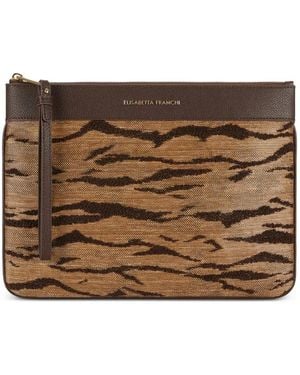 Elisabetta Franchi Tiger-Stripe Clutch Bags - Brown