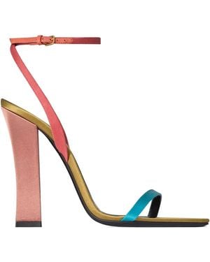 Saint Laurent Dominique 110 Crepe Satin Sandals - Multicolor