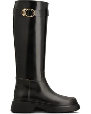 Tod's Leather Knee-High Boots - Black