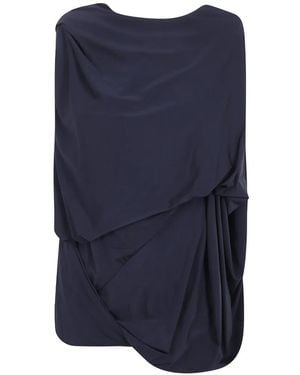 Entire studios Draped Asymmetric-Hem Top - Blue