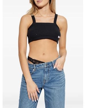 Alexander Wang Crystal-Embellished Crop Top - Blue