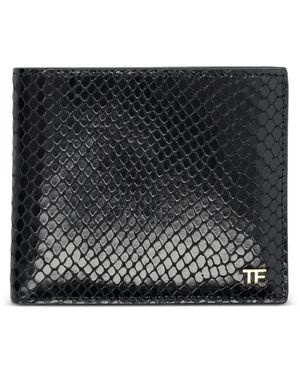 Tom Ford パイソンプリント レザー 財布 - ブラック