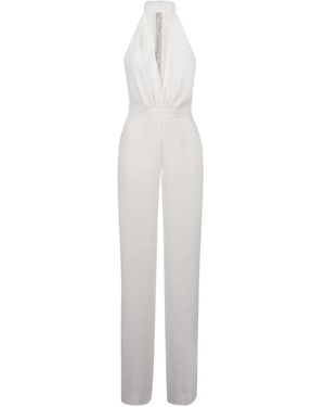 Nue Halterneck Embellished Jumpsuit - White