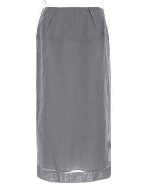 Carven Cotton Midi Skirt - Gray