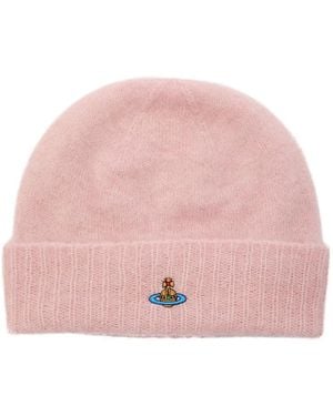 Vivienne Westwood Orb-Embroidered Beanie Hat - Pink