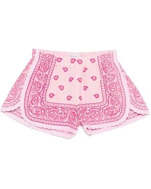ORSINA Shorts Bordados Con Estampado De Bandana - Rosa