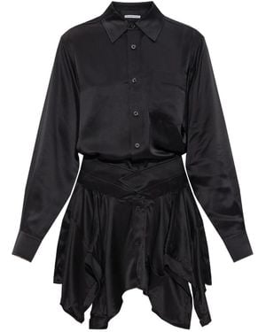 Alexander Wang Cut-Off Layered Shirt Mini Dress - Black