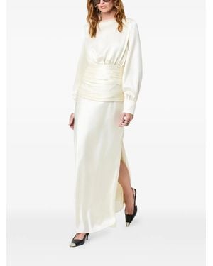 Nicholas Ruched-Waist Backless Maxi Dress - White