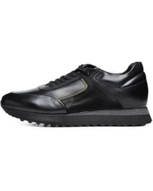 Poche Paris Panelled Lace-Up Trainers - Black