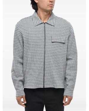 Palm Angels Checked Zip-Up Overshirt - Grey