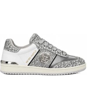 Philipp Plein Sneakers Retro Hustle Mix Glitter - White