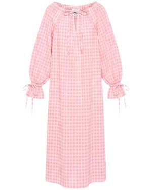 Sleeper Cha-Cha Gingham Maxi Linen Dress - Pink