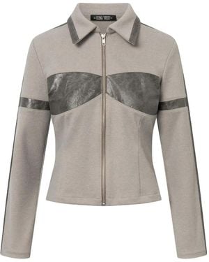 Elena Velez Racer Zip-Front Jacket - Grey