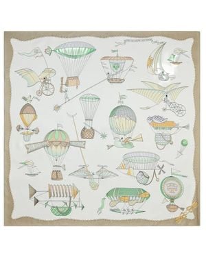 Tory Burch Hot Air Balloon Silk Square Scarf - White