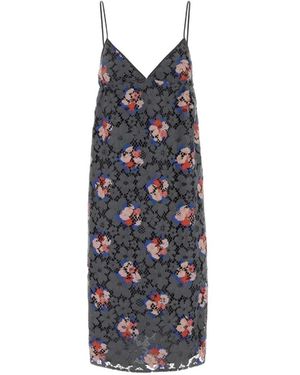 Fendi Jurk Met Bloemenkant - Grijs