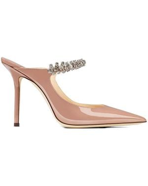 Jimmy Choo Crystal-Embellishment Pointed-Toe Mules - Pink