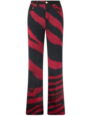 Roberto Cavalli Zebra-Print Jeans - Red
