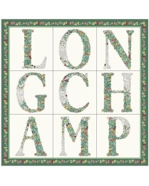 Longchamp Floral Monogram Silk Scarf - Green