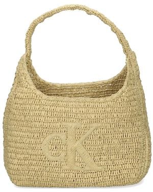 Calvin Klein Logo Braided Shoulder Bag - Metallic
